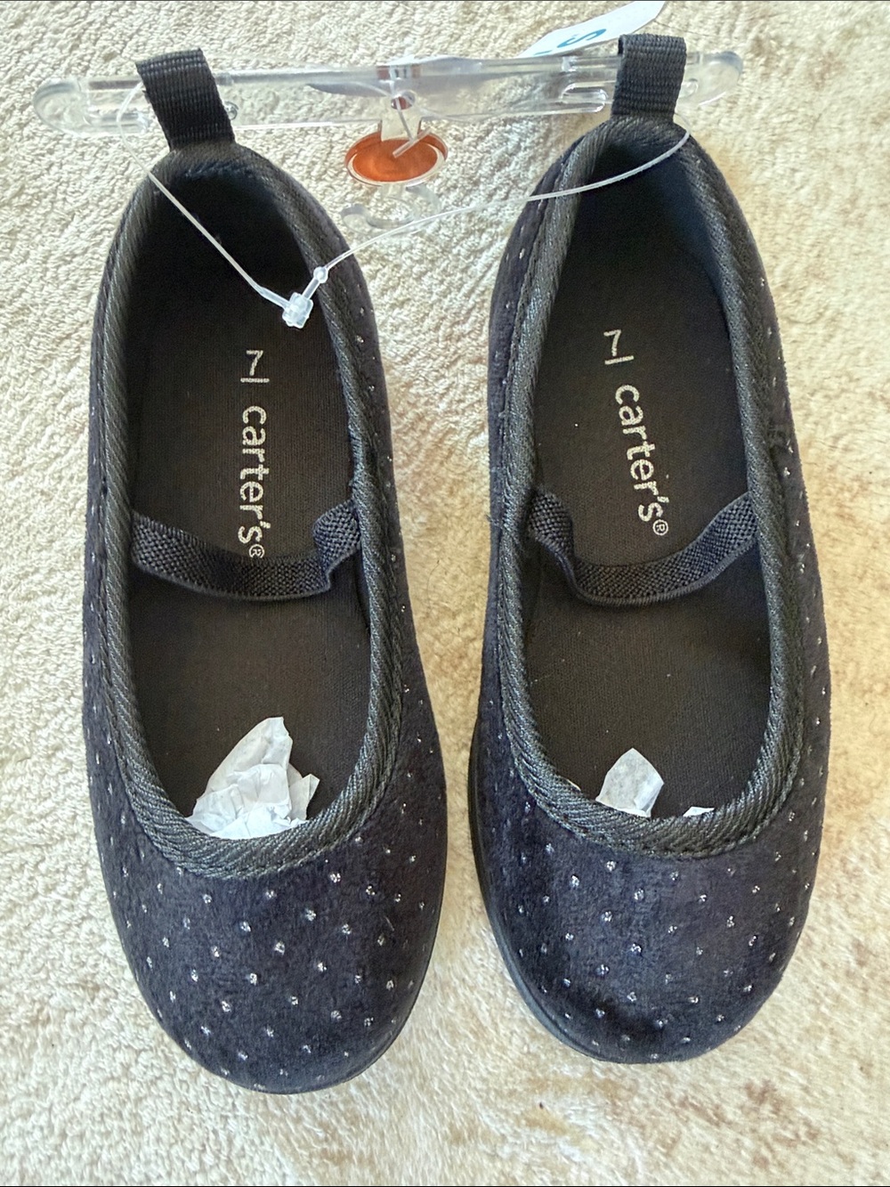 Carter's Black Glitter Dot Girls Ballet Flats